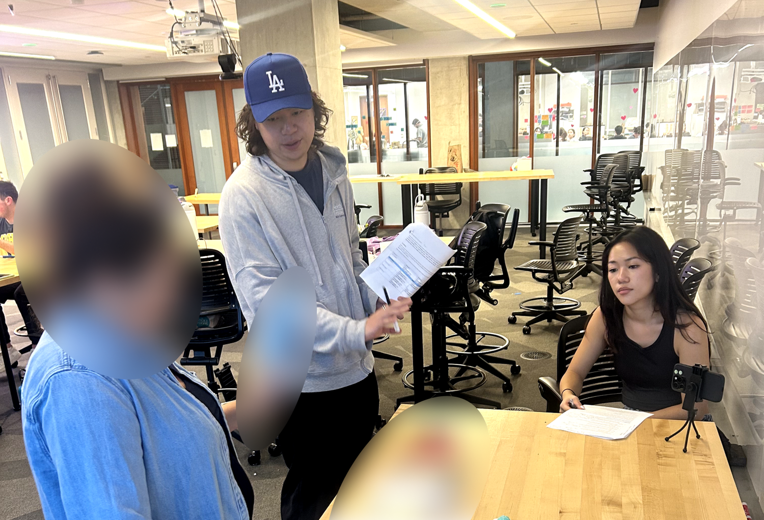 Interviewee testing prototypes